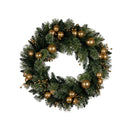 61Cm Christmas Wreath Battery Operated Warm White Lights Gold