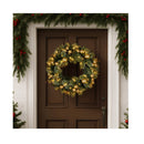 61Cm Christmas Wreath Battery Operated Warm White Lights Gold