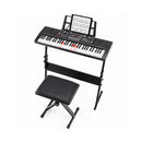 61 Key Keyboard Piano For Beginners With Stand And Lighted Keys Black