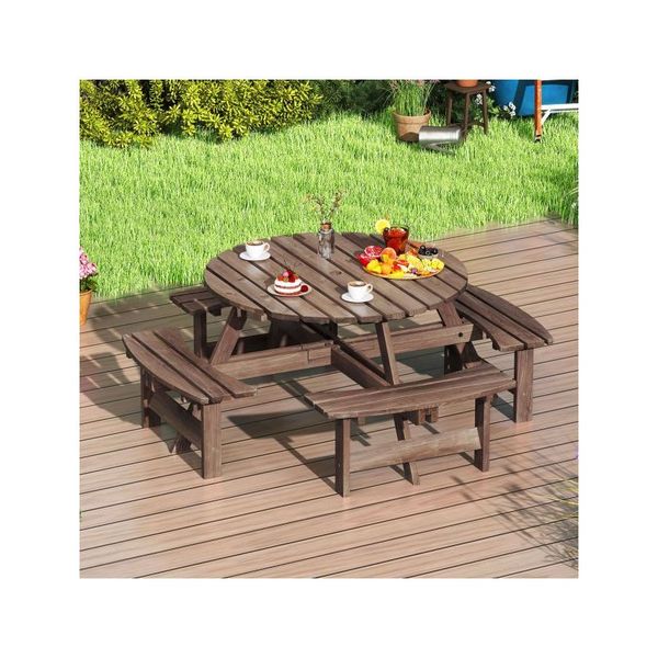 6 To 8 Person Round Picnic Table Set