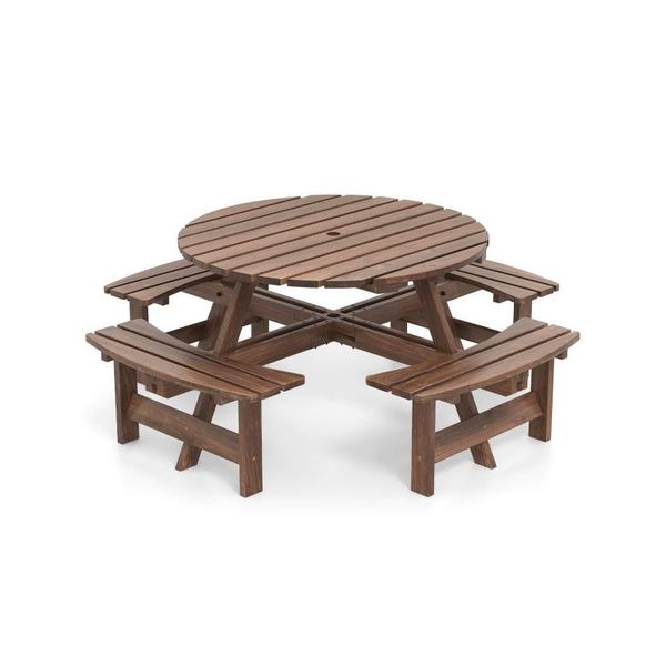 6 To 8 Person Round Picnic Table Set