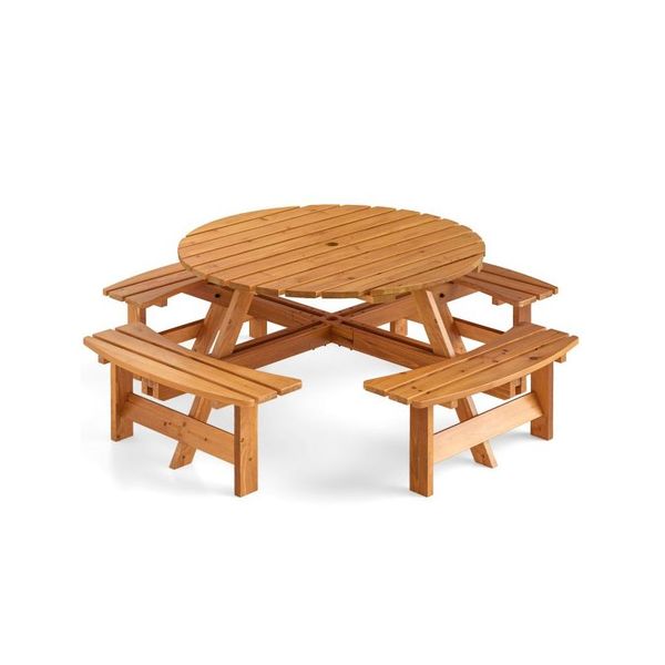 6 To 8 Person Round Picnic Table Set