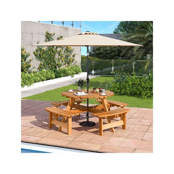 6 To 8 Person Round Picnic Table Set