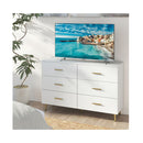 6 Drawer Dresser With Anti Toppling Device And Modern Tv Stand White