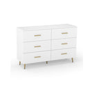 6 Drawer Dresser With Anti Toppling Device And Modern Tv Stand White