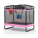6 Ft Kids Trampoline With Swing And Horizontal Bar Pink