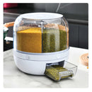 6 Grid Rotating Food Grain Dispenser Large Compartment Storage