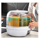 6 Grid Rotating Food Grain Dispenser Large Compartment Storage