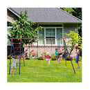 6 In 1 Patio Kids Swing Set Metal Frame Swings And Climbing Ladder