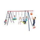 6 In 1 Patio Kids Swing Set Metal Frame Swings And Climbing Ladder