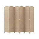 6 Panel Folding Room Divider Privacy Screen With Hand Woven Texture