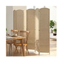 6 Panel Folding Room Divider Privacy Screen With Hand Woven Texture