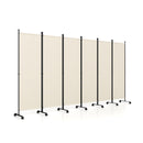 6 Panel Folding Room Divider With Lockable Wheels White