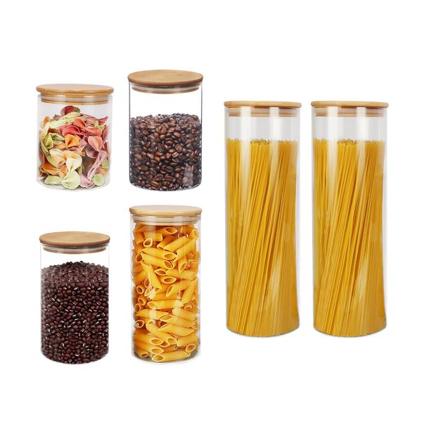 6Pcs Airtight Glass Preserving Jars Lids Food
