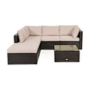 6 Pcs Outdoor Lounge Setting Furniture Rattan Patio Wicker Sofa Garden