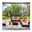 6 Pcs Outdoor Lounge Setting Furniture Rattan Patio Wicker Sofa Garden