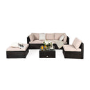 6 Pcs Outdoor Lounge Setting Furniture Rattan Patio Wicker Sofa Garden