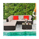 6 Pcs Outdoor Lounge Setting Furniture Rattan Patio Wicker Sofa Garden