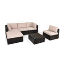 6 Pcs Outdoor Lounge Setting Furniture Rattan Patio Wicker Sofa Garden
