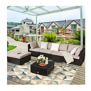 6 Pcs Outdoor Lounge Setting Furniture Rattan Patio Wicker Sofa Garden