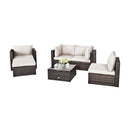 6 Pcs Patio Rattan Sectional Furniture Set With Seat Cushion