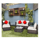 6 Pcs Patio Rattan Sectional Furniture Set With Seat Cushion