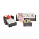 6 Pcs Patio Rattan Sectional Furniture Set With Seat Cushion