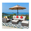 6 Pcs Patio Rattan Sectional Furniture Set With Seat Cushion