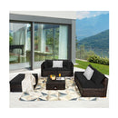 6 Pcs Patio Rattan Sofa Set With Washable Cushion Cover Black