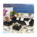 6 Pcs Patio Rattan Sofa Set With Washable Cushion Cover Black