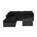 6 Pcs Patio Rattan Sofa Set With Washable Cushion Cover Black
