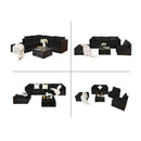 6 Pcs Patio Rattan Sofa Set With Washable Cushion Cover Black