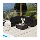 6 Pcs Patio Rattan Sofa Set With Washable Cushion Cover Black