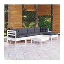 6 Piece Garden Lounge Set With Cushions White Pinewood