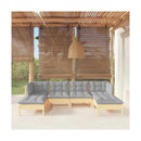 6 Piece Garden Lounge Set With Grey Cushions Pinewood