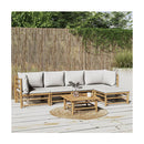 6 Piece Garden Lounge Set With Light Grey Cushions Bamboo