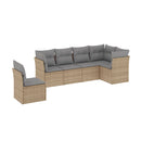 6 Piece Garden Sofa Set With Cushions Beige Poly Rattan