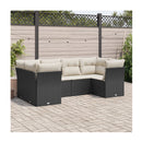 6 Piece Garden Sofa Set With Cushions Black Poly Rattan