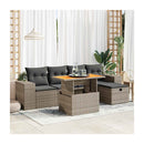 6 Piece Garden Sofa Set With Cushions Grey Poly Rattan Acacia