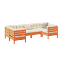 6 Piece Garden Sofa Set With Cushions Wax Brown Solid Wood Pine