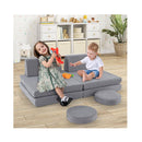 6 Pieces Modular Kids Play Couch For Nursery Playroom Grey