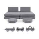 6 Pieces Modular Kids Play Couch For Nursery Playroom Grey