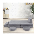 6 Pieces Modular Kids Play Couch For Nursery Playroom Grey