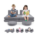 6 Pieces Modular Kids Play Couch For Nursery Playroom Grey