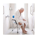 6 Position Adjustable Height Shower Chair With Back And Arms Blue