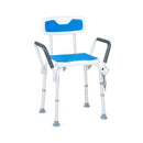 6 Position Adjustable Height Shower Chair With Back And Arms Blue