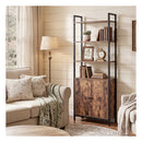 6 Tier Bookshelf Storage Cabinet Bookcase Display Adjustable Door