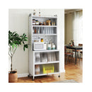 6 Tier Kitchen Pantry Cabinet With Hutch And Flip Doors White