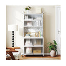 6 Tier Kitchen Pantry Cabinet With Hutch And Flip Doors White