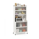 6 Tier Kitchen Pantry Cabinet With Hutch And Flip Doors White